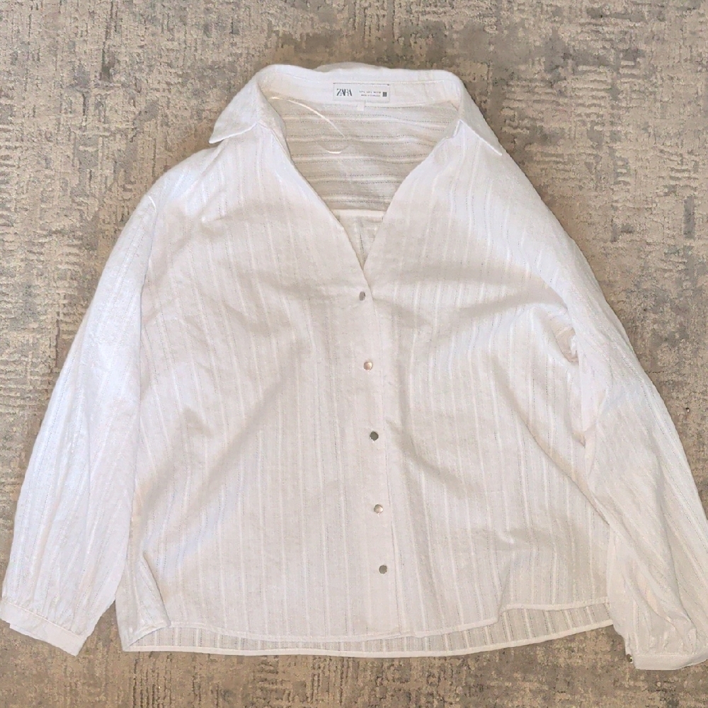Zara Cream Textured Blouse